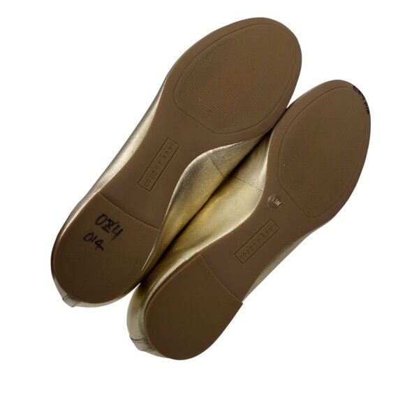 Copper Key Women Metallic Gold Ballet Flats SZ 9.5M Scalloped Edge Slip-On Shoes - Picture 4 of 13